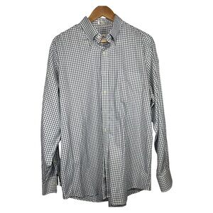 Peter Millar nanoluxe Men's Navy and White plaid dress Shirt